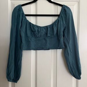 Kendall + Kylie Teal Long Sleeve Women's crop Top size small